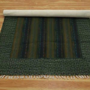 Dark Green Multicolor Indian Cotton Rug  Cotton Rug Kitchen Rug Bedroom Rug Dining Room Rug 5x8 5x5 10x14 Feet