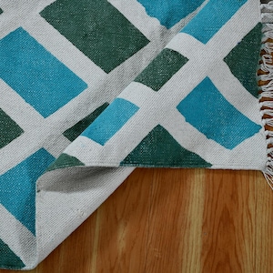 Tappeto kilim grigio fatto a mano, tappeto in cotone verde, tappeto stampato a mano, tappeto per soggiorno tappeto per pavimento, 4x6 piedi