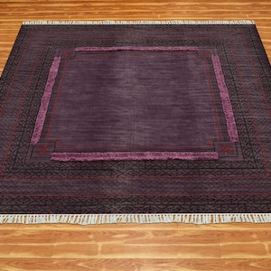 Purple Indian Handmade Square Rug Hand Block Print Rug Living Room Kilim Carpet Kitchen Dining Room Rug Outdoor Patio Rug 4x4 7x7 12x12 Feet