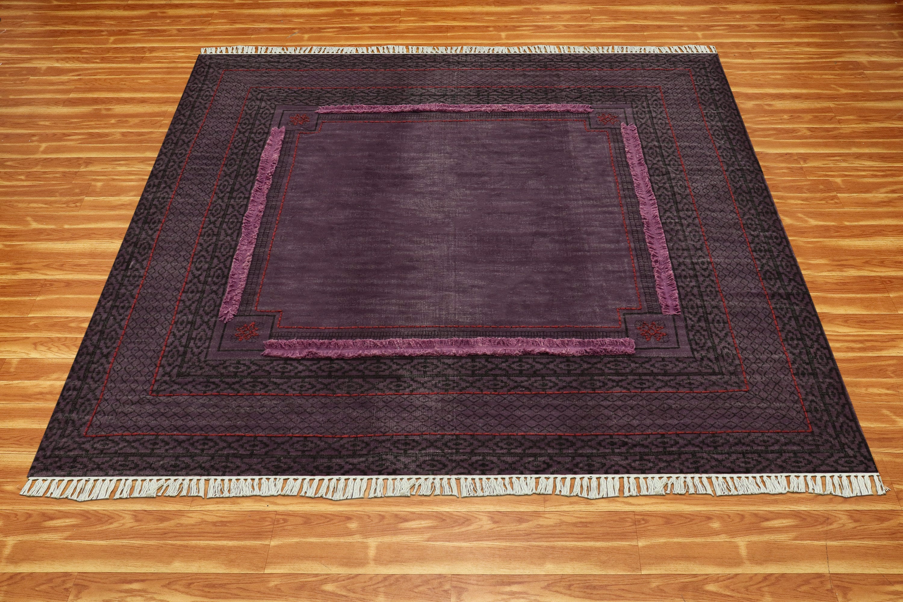 Plum Purple Area Rug With Fringe, Bohemian Medallion Rug - Etsy