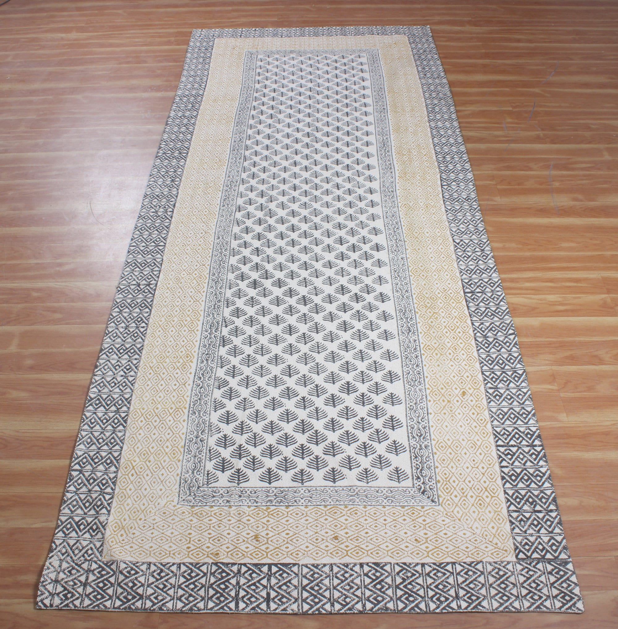 Tapis De Coureur Indien Fait À La Main Zone Imprimé Par Bloc En Coton D'escalier D'art Mural 2.6x8 4x10 3x20 Pieds