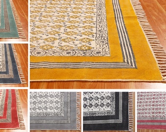 3.5x6 feet Handmade cotton rug Yellow rug Outdoor rug Yoga rug Navajo rug Boho kitchen rug Living room area rug Dining carpet cotton durries