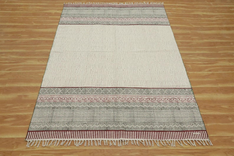 Black Stair Runner Kilim Hand Washable Cotton Rug Block Printed Hallway