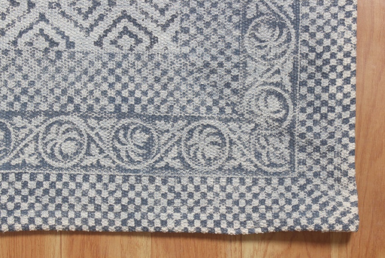 Hand Block Printed Cotton Rug: Boho Runner, Stair, Yoga, Kitchen - Etsy