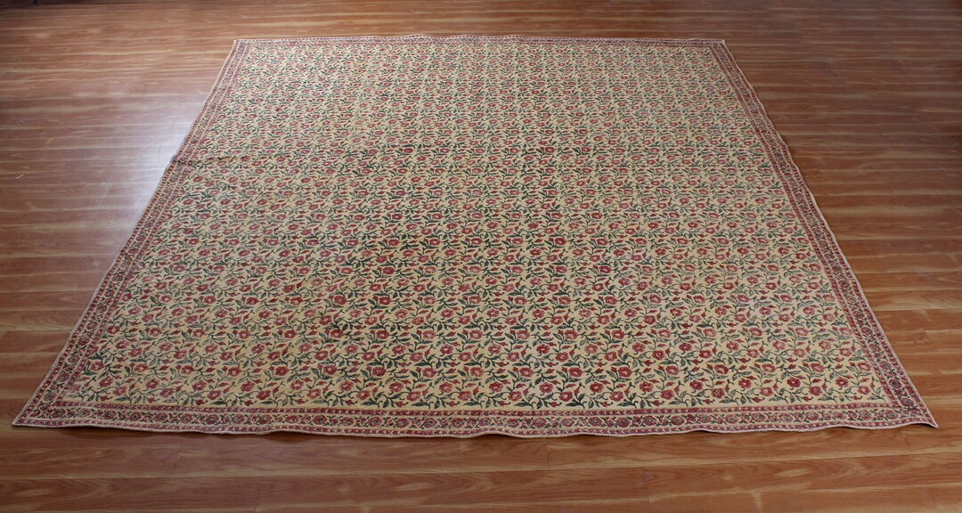 9x9 Feet Square Rug Indian Handmade Rug Block Print Rug Floral - Etsy