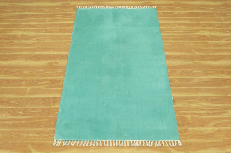 4x18 Rug Hand Block Printed Sea Green Cotton Rug, Flatweave Runner - Etsy