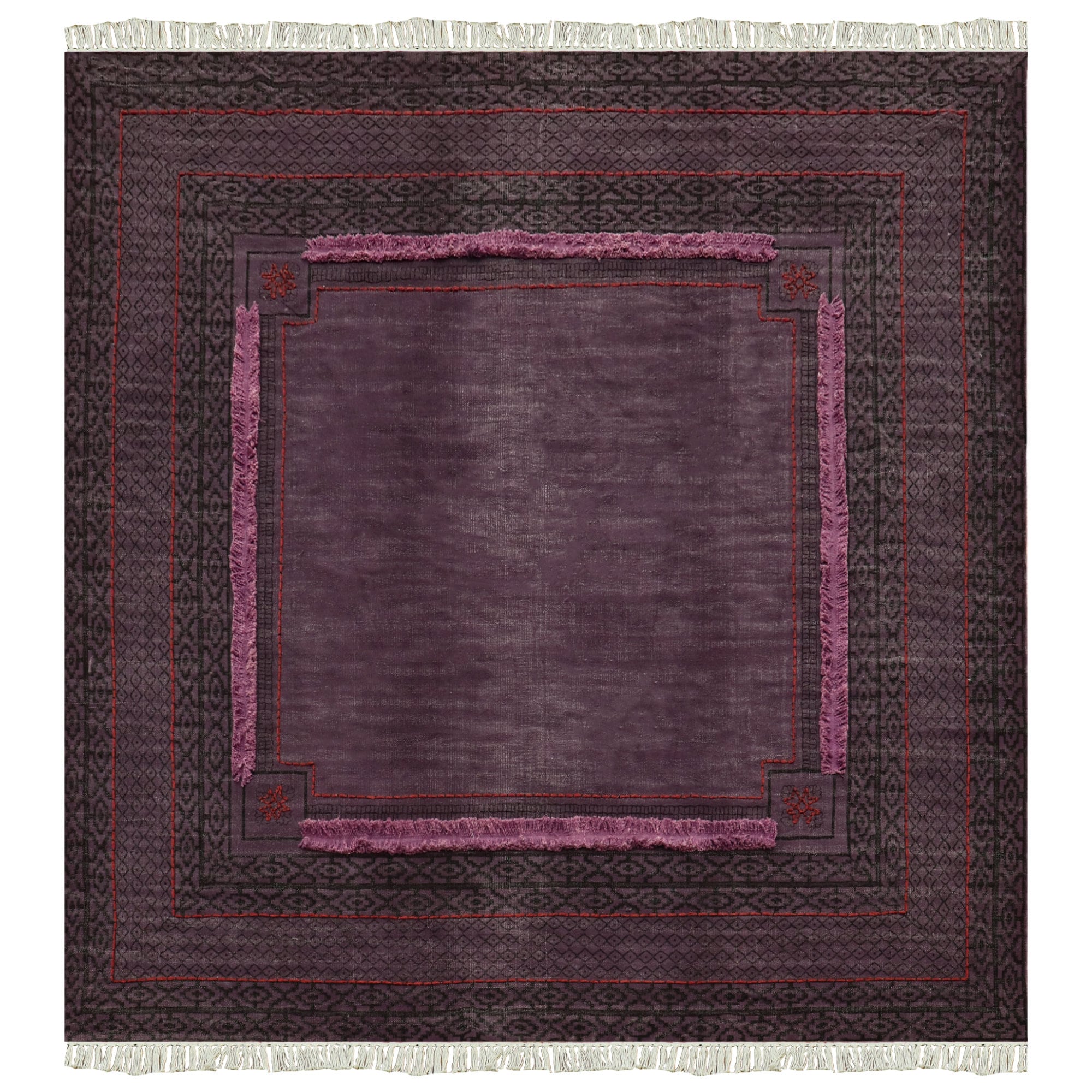 Plum Purple Area Rug With Fringe, Bohemian Medallion Rug - Etsy