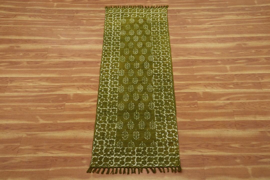 Dabu Rug Green Dabu Print Runner Hallway Stair Runner Cotton Runner Rug Custom ...