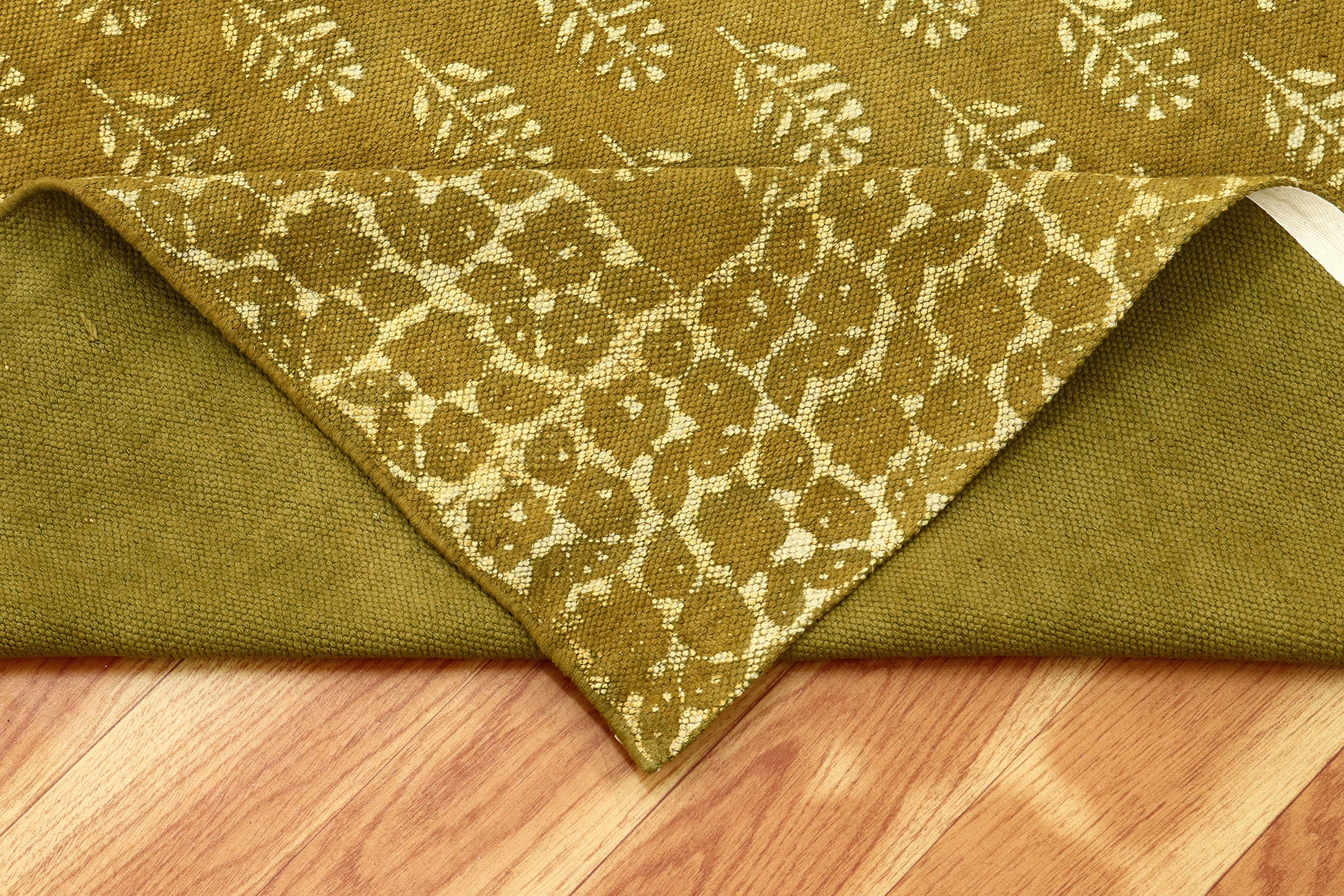 Dabu Rug Green Cotton Hand Woven Rug, Dabu Print Square Dhurrie - Etsy