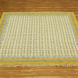 Indian handmade square rug Hand block print area rug Living room kilim carpet Kitchen dining room rug Outdoor patio Rug 5x5 7x7 9x9 feet rug
