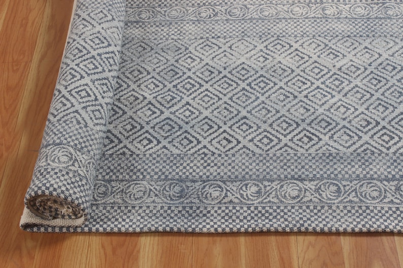 Hand Block Printed Cotton Rug: Boho Runner, Stair, Yoga, Kitchen - Etsy