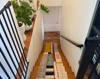 Handmade Cotton Rug, Boho Block Print, Hallway Runner