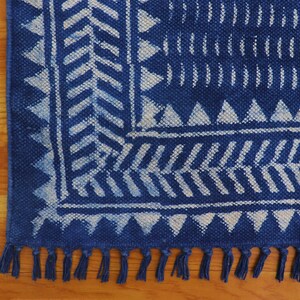 Dabu Rug Handmade Indigo Dabu Printed Cotton Rug - Indian Hallway Runner - Etsy