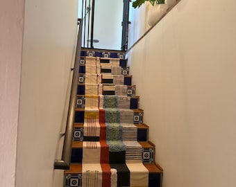 Handmade Cotton Tufted Rug: Custom Size Block Print Runner