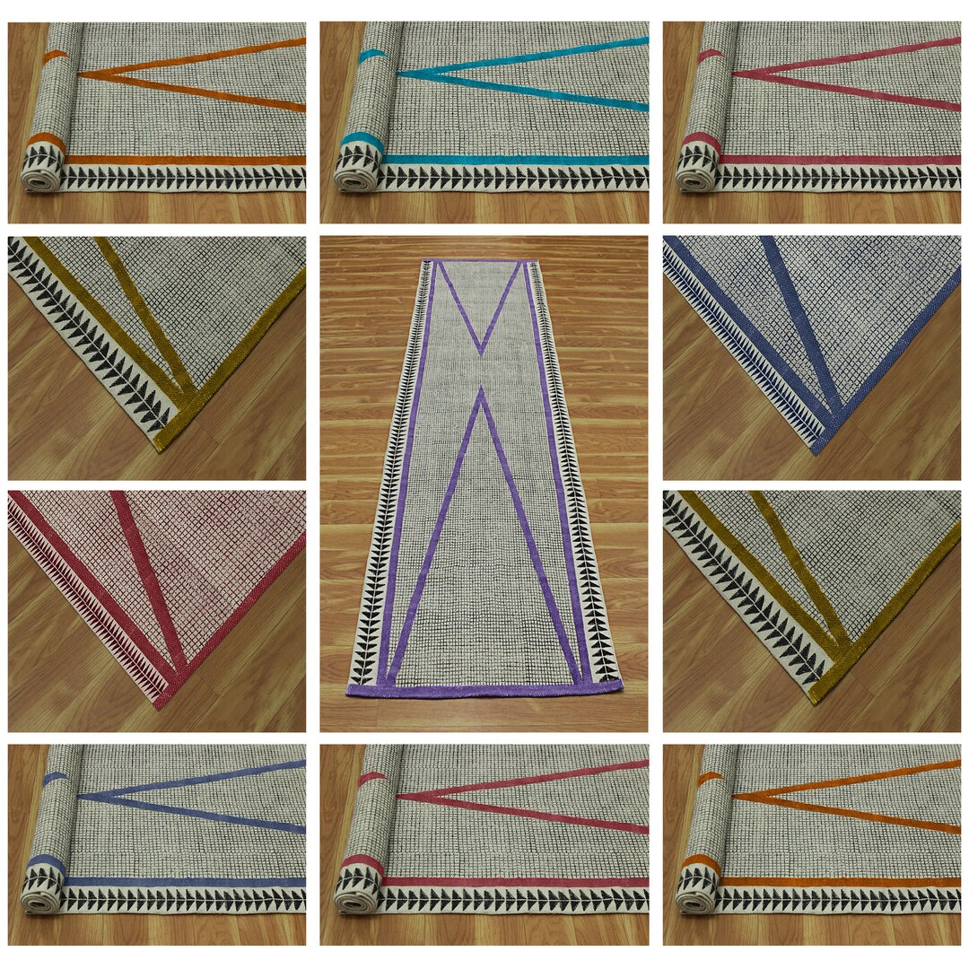 Multi Color Rug Hallway Stair Runner Cotton Area Runner Bedroom Living ...
