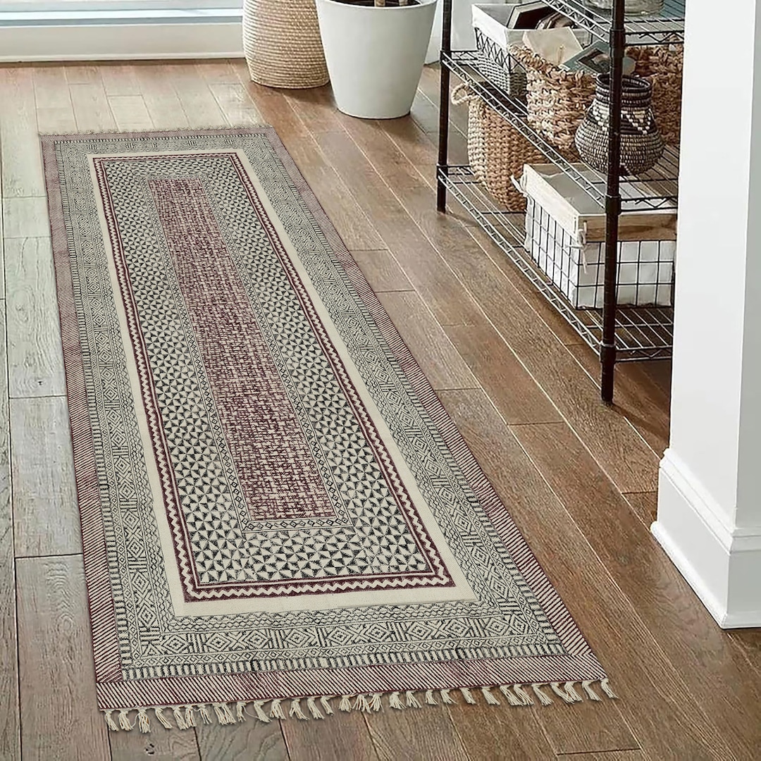 Indian Cotton Runner Rug, Cotton Rug, Area Rug ,hand Block Printed Rug ...