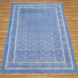 Indian Handmade Rug, Block printed Rug, Blue Cotton Rug, Bedroom Rug, Large Area Boho Rug, Hallway Rug, Custom Size Rug 8x10 3x20 12x12 Feet
