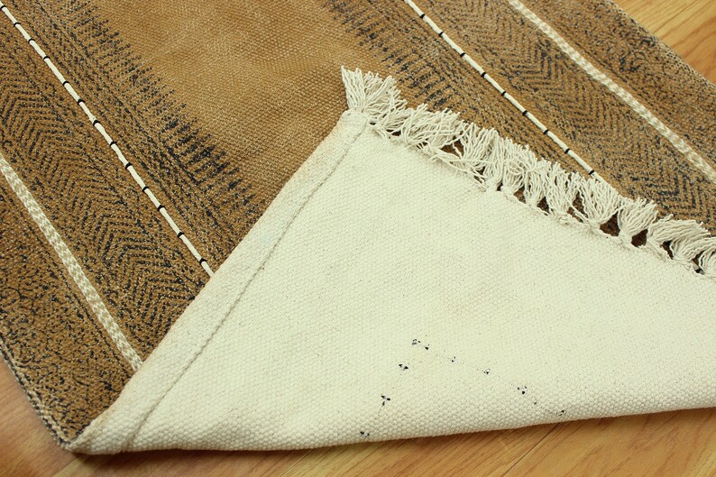 Brown cotton kilim Square woven cotton rug Hand embroidery work cotton rug Living room kilim Square patio rug 3x3 5x5 9x9 7x7 12x12 feet rug