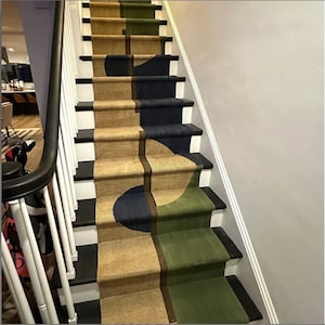 3x19 voet groen/bruin vloerkleed Kelim katoenen vloerkleed Kerstcadeau vloerkleed Eetkamertapijt Handblokprint Vloerkleed Trap Katoenen lope