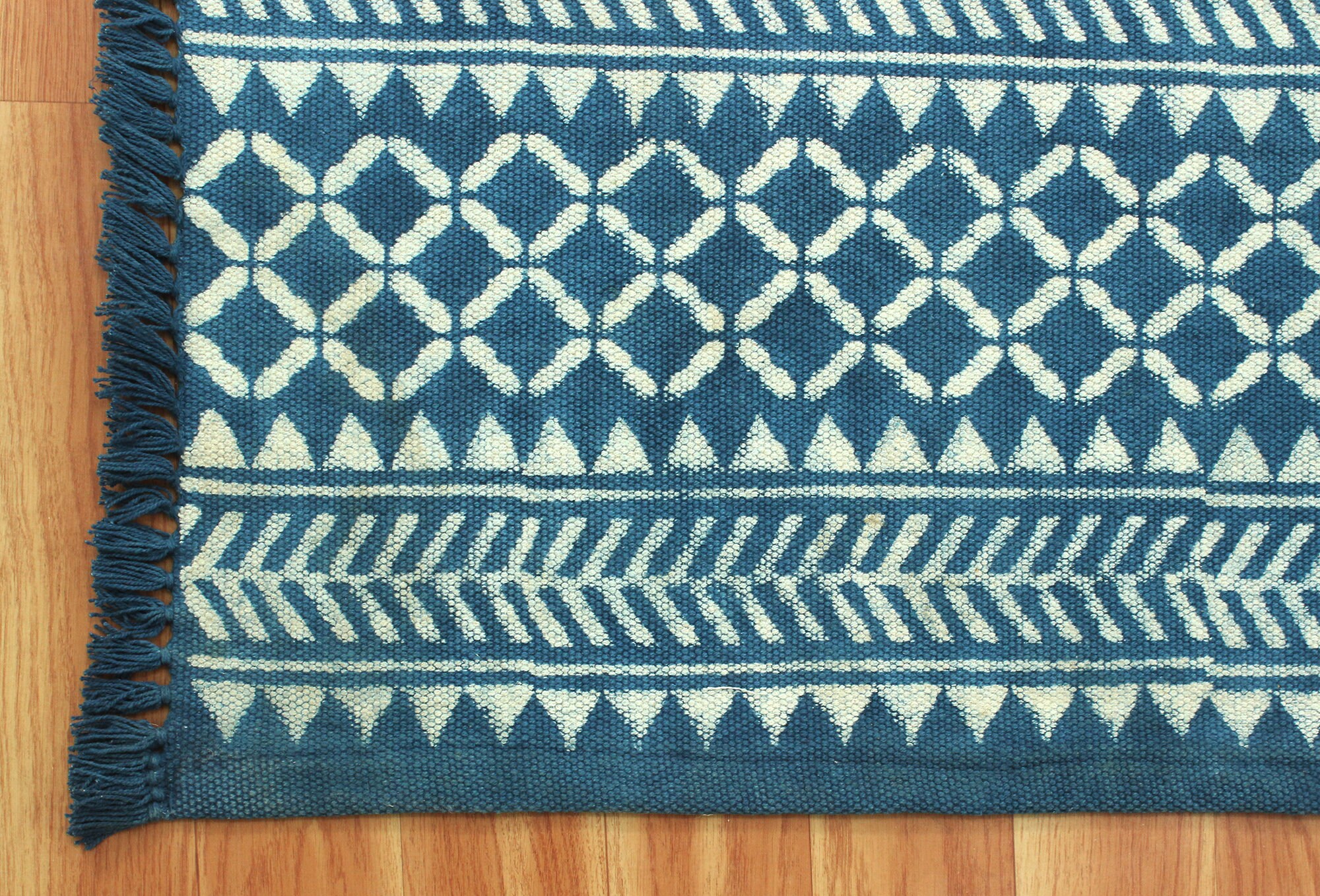 Dabu Rug Indigo Blue Cotton Runner Rug, Hand Block Printed Dabu Design - Etsy