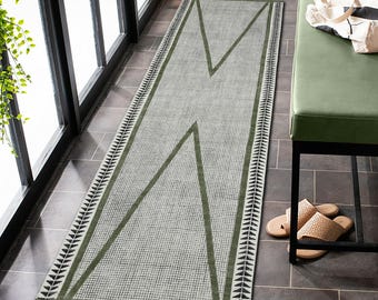 Handmade green hallway stair cotton runner durries block printed rug Custom living room area carpet  2.6x8 3x10 4x20 8x10 10x10 12x12 Feet