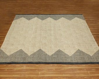 Handmade Brown Cotton Rug: Square Kilim, Boho Decor