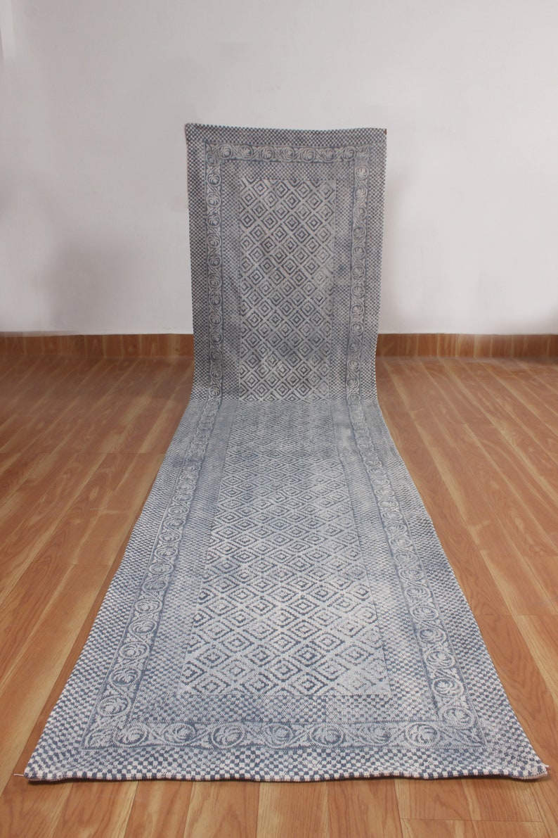 Hand Block Printed Cotton Rug: Boho Runner, Stair, Yoga, Kitchen - Etsy