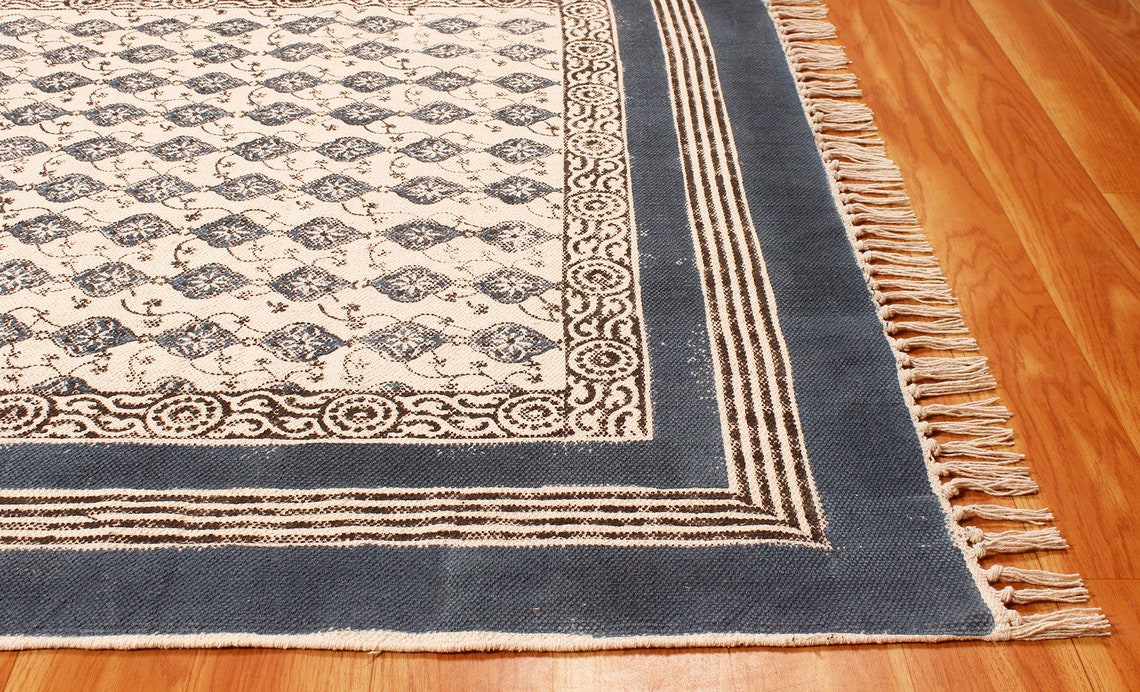 Hand Block Print Rug Boho Area Rug Yellow Rug Kitchen Flat Etsy