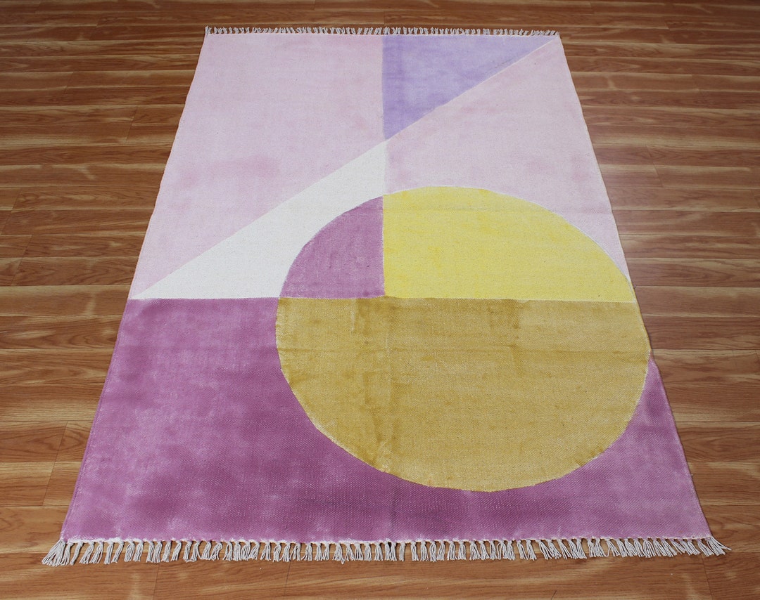 Indian Cotton Area Rug Pink Multicolor Rug Outdoor Patio Rug - Etsy