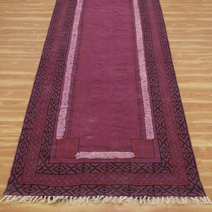 Dark Purple Cotton Runner Rug, Block Printed Boho Style