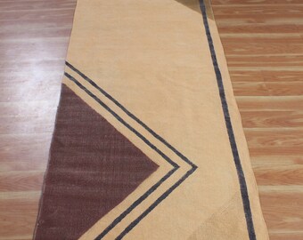 Brown hallway stair cotton area runner Bohemian living room corridor rug Custom home wall autumn decor mat 2.5x10 feet