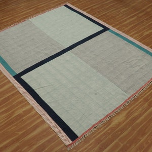 Large area rug 6x9 7x10 8x10 12x15 ft Indian blue cotton rug Block printed rug Extra large washable rug Living/Dining room rug Custom kilim