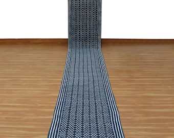 Hand Block Printed Cotton Runner Rug, Indian Hallway Rug
