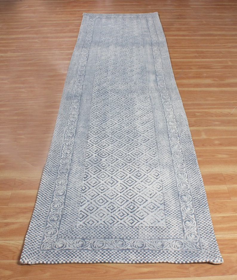Hand Block Printed Cotton Rug: Boho Runner, Stair, Yoga, Kitchen - Etsy