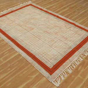Handmade Cotton Block Print Rug: Indian Woven Area Rug, 2x3 to 12x18