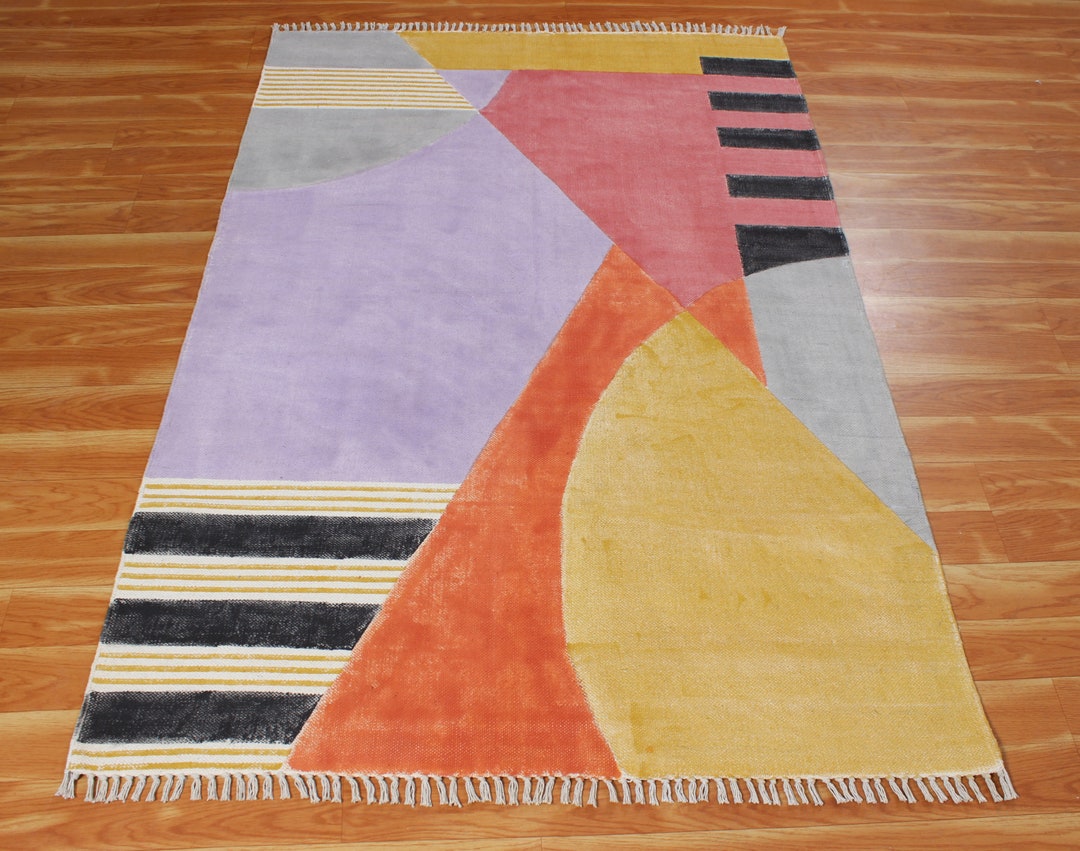 3x4 Feet Custom Size Rug Handmade Cotton Area Rug Yellow Etsy