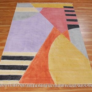 Handmade cotton area rug Yellow multicolor rug Hand block printed rug Outdoor patio rug Living room rug 6x9 9x12 2x28 4x20 9x9 feet