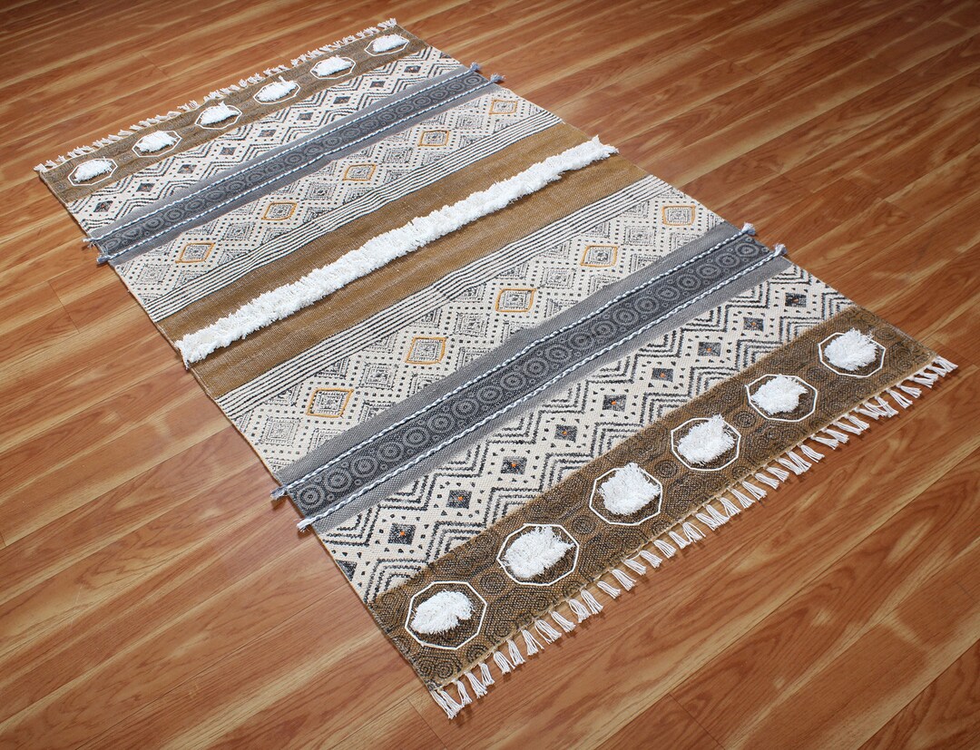 Handmade Block Printed Cotton Rug - Bohemian Style Area Rug - Etsy