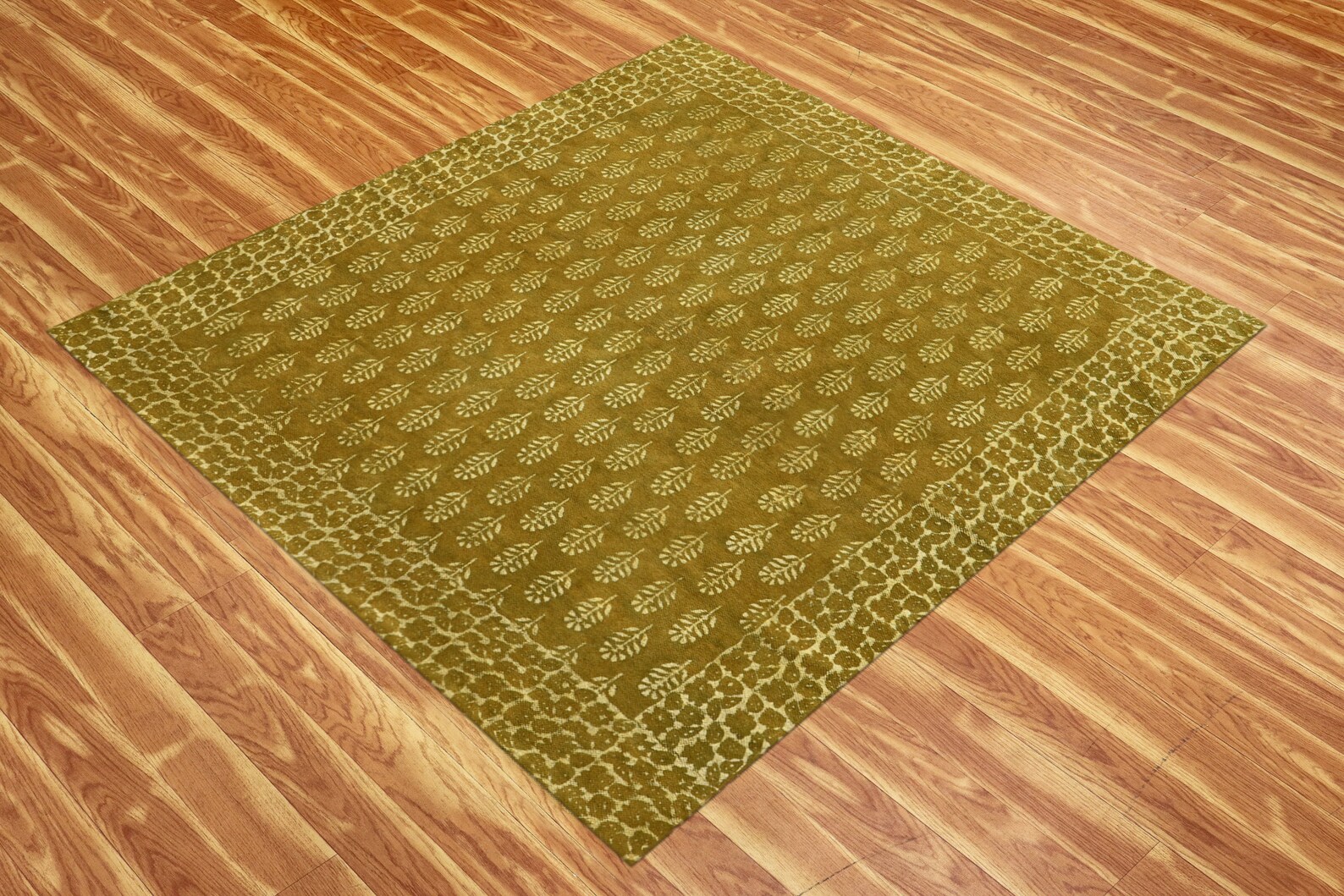 Dabu Rug Green Cotton Hand Woven Rug, Dabu Print Square Dhurrie - Etsy