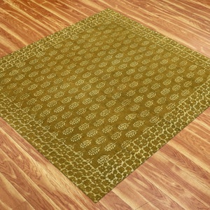 Dabu Rug Green Cotton Hand Woven Rug, Dabu Print Square Dhurrie - Etsy