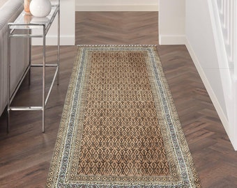 Indian handmade block printed rug Brown/Beige living room cotton rug Hallway stair runner kilim Bedroom kitchen rug 5x8 8x10 4x15 feet