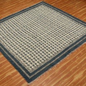 Handmade Square Rug Living Room Block Printed Rug Corridor Mat Bohemian Rug Corridor Dhurrie Cotton Entrance Area Rug 4x4 7x7 12x12 Feet