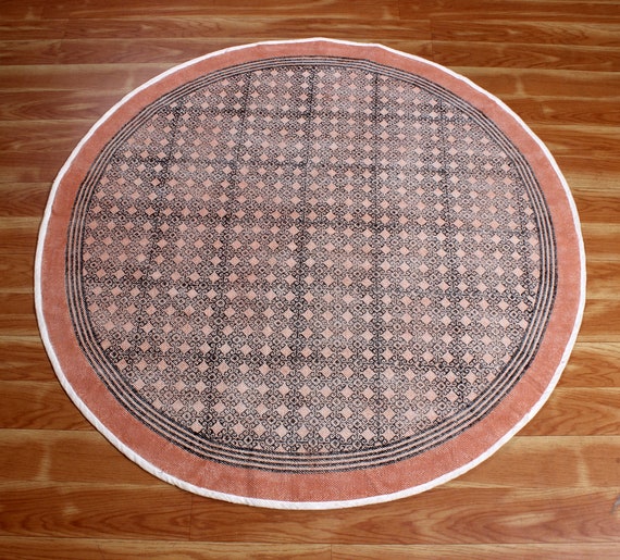Indian Cotton Round Rug Handmade Round Area Rug Outdoor Patio Etsy