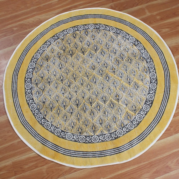 Alfombra redonda hecha a mano de la India alfombra al aire libre alfombra bohemia kilim boho alfombra 4 pies de diámetro