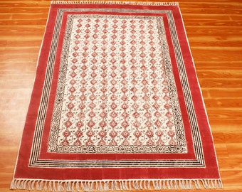 Boho geel vloerkleed met blokprint | Buiten kelim vierkant vloerkleed | Marokkaans woonkamertapijt | 4x4 8x8 10x10 ft