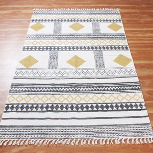 Yellow kitchen cotton area rug Bedroom living room home decor mat Custom handmade hallway stair runner 6x9 8x8 4x20 ft