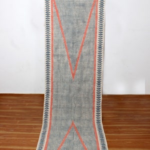 Blue handmade hallway stair runner cotton rug Block printed hand woven custom floor area kilim 2.6x12 4x15 4x20 feet