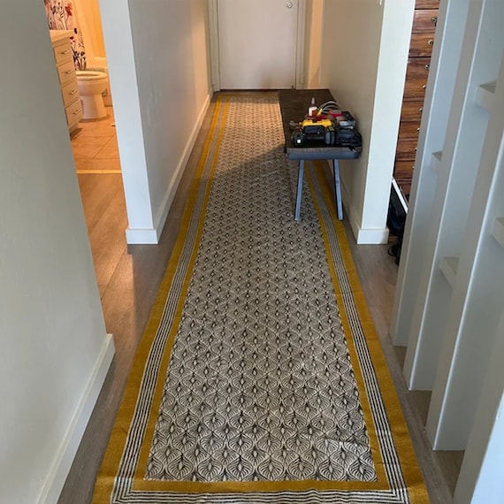 Outdoor Garden Runner Rug Hand Block Printed Rug Yellow - Etsy
