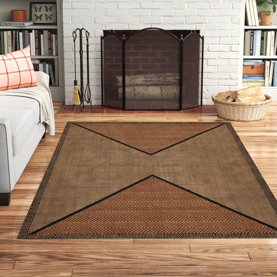 Handmade Square Rug Living Room Block Printed Rug Corridor Mat Bohemian ...