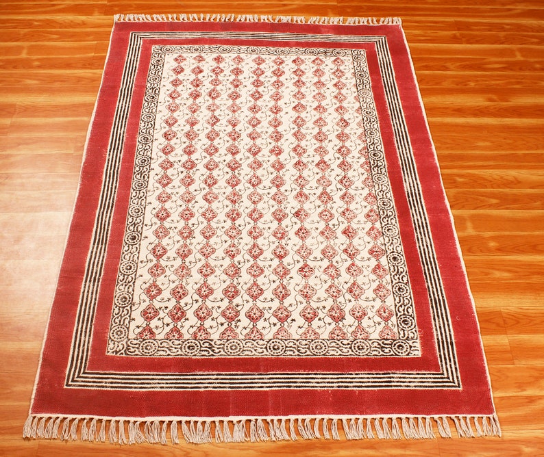 Hand Block Print Rug Boho Area Rug Yellow Rug Kitchen Flat Etsy